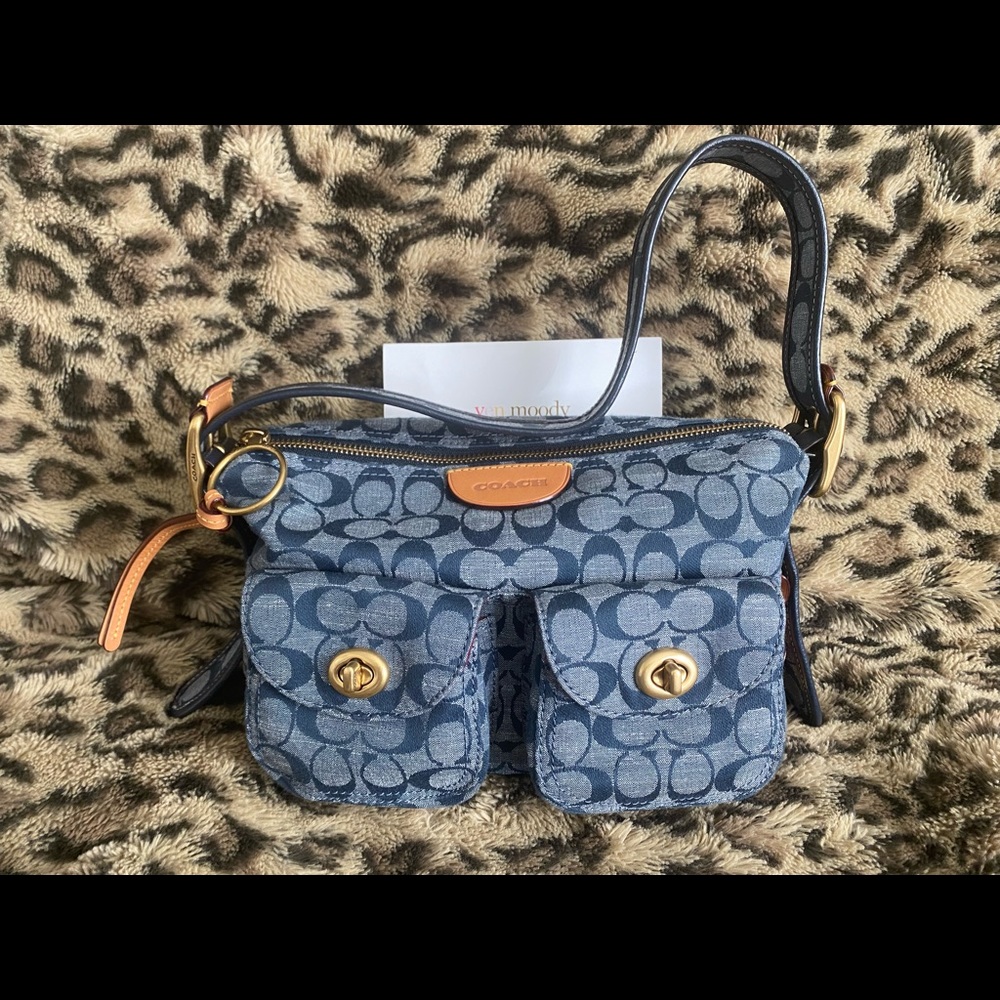 Coach Chambray Denim Cargo Signature Shoulder 29